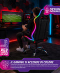 nexor sedia gaming ergonomica con luci rgb e cuscino lombare massaggiante poltrona ufficio reclinabile con telecomando ean 8056819078855