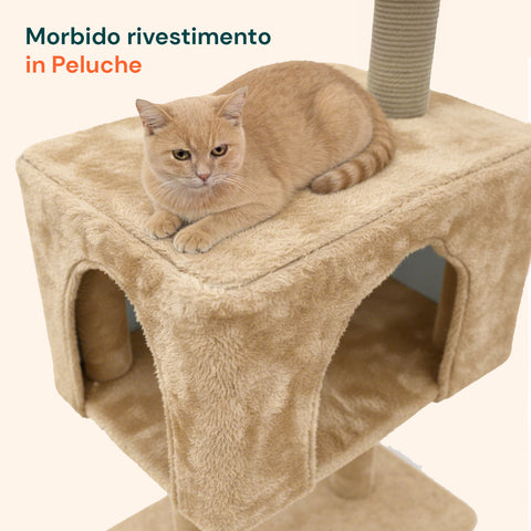 puppy lovers tiragraffi per gatti 120 cm con cuccia e amaca multilivello varie colorazioni ean 8054806950542