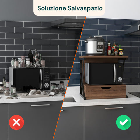 avilia home supporto microonde da cucina in legno con cassetto e ripiano superiore ean 8052879010781