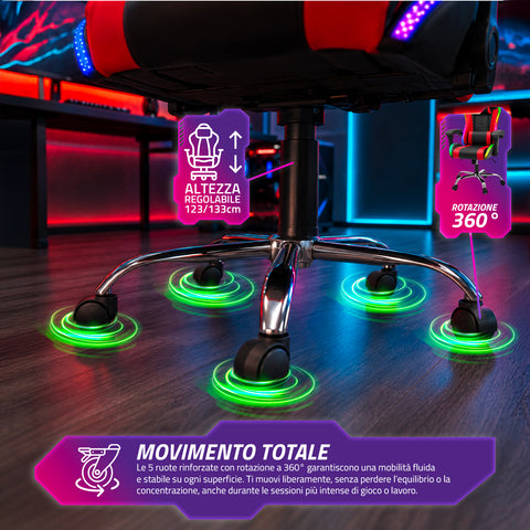 nexor sedia gaming ergonomica con luci rgb e cuscino lombare massaggiante poltrona ufficio reclinabile con telecomando ean 8056819078855