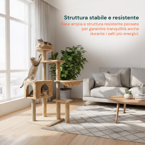 puppy lovers tiragraffi per gatti 120 cm con cuccia e amaca multilivello varie colorazioni ean 8054806950542