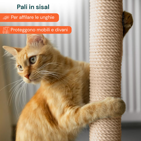 puppy lovers tiragraffi per gatti 120 cm con cuccia e amaca multilivello varie colorazioni ean 8054806950542