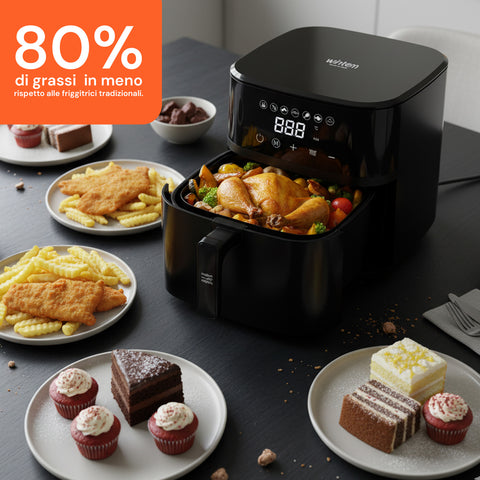wintem friggitrice ad aria 45l con display led touch e 7 programmi di cottura 1800w ean 8052286432213