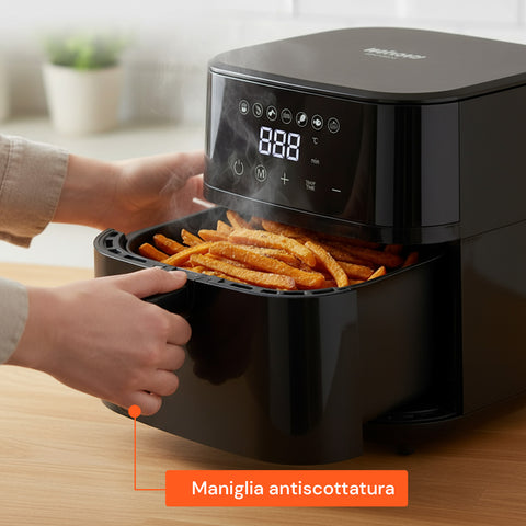 wintem friggitrice ad aria 45l con display led touch e 7 programmi di cottura 1800w ean 8052286432213