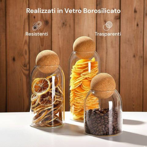 avilia barattoli in vetro con tappo in sughero da 1000 800 e 500 ml resistenti ean 8056819053555