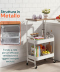 avilia carrello portaoggetti in metallo con mensola in legno e ruote ean 8056819053388