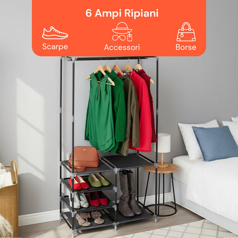 avilia home appendiabiti con 6 ripiani e asta porta grucce struttura solida ean 8056819052916