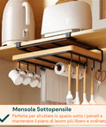 avilia home mensola sottopensile cucina con ganci e porta rotolo salvaspazio ean 8052879010828