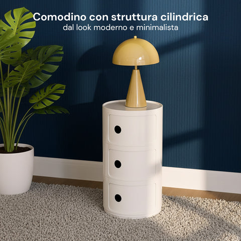avilia home mobiletto rotondo con cassetti scorrevoli comodino moderno in abs ean 8052879010989