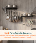 avilia home organizer da parete con 12 ganci per pentole coperchi e utensili set 2 ean 8052879011047