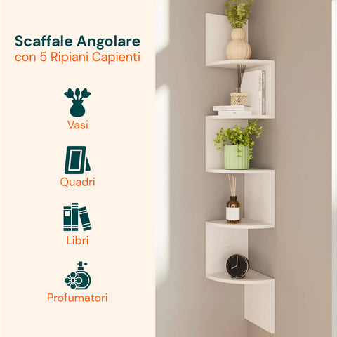 avilia home scaffale angolare bianco a 5 ripiani salvaspazio per casa ean 8052879010606
