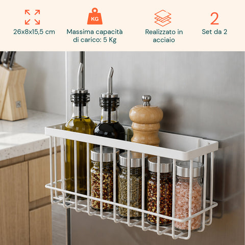 avilia home set 2 cestini magnetici multiuso in acciaio organizer portaoggetti salvaspazio a griglia installazione senza fori portata max 5 kg ean 8052879011979