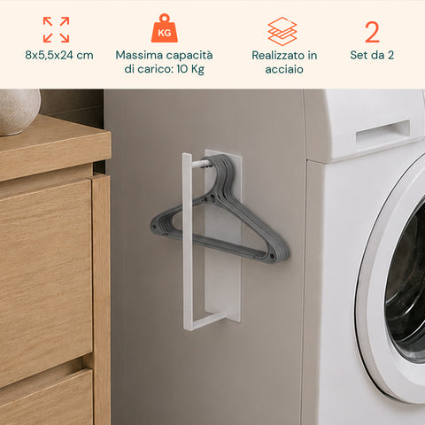 avilia home set 2 organizer magnetici per grucce bianchi in acciaio supporto salvaspazio verticale per armadio e cabina portata 10 kg ean 8052879011962