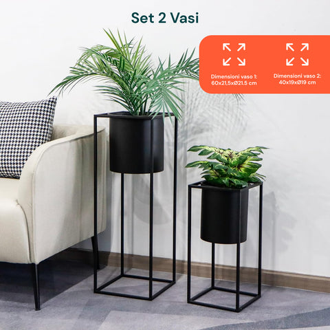 avilia home set 2 portapiante con vaso e struttura in ferro dal design moderna ean 8056819053234