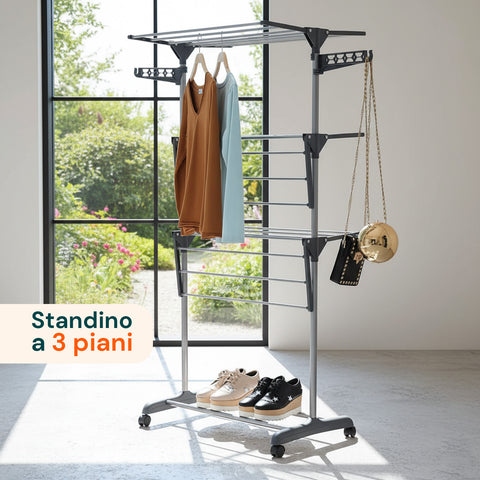 avilia home stendibiancheria verticale 3 livelli con ruote e bracci estensibili pieghevoli ean 8052879010309