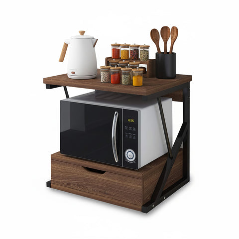 avilia home supporto microonde da cucina in legno con cassetto e ripiano superiore ean 8052879010781