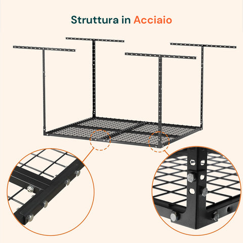 avilia scaffale da soffitto in acciaio regolabile 183x91 cm portata 200 kg ean 8052879010149