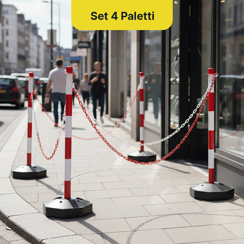 daimann paletti segnaletici con catena 2 metri set 4 colonnine ben visibili ean 8056590070499