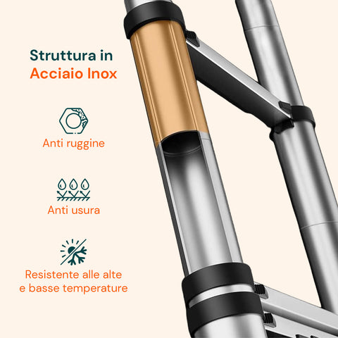 daimann scala telescopica professionale 13 gradini in acciaio uso domestico e lavoro ean 8056590070628
