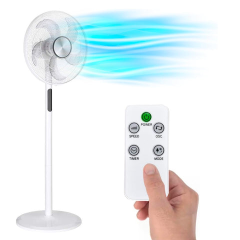 Ventilatore A Piantana Con Telecomando 3 Velocità E Timer 45w Bianco