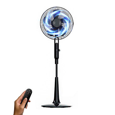 Ventilatore A Piantana 5 Pale 10 Velocità Con Timer E Telecomando 45w Nero