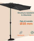 garden friend ombrellone a parete mezzaluna 27m antracite con palo in alluminio ean 8023755068608