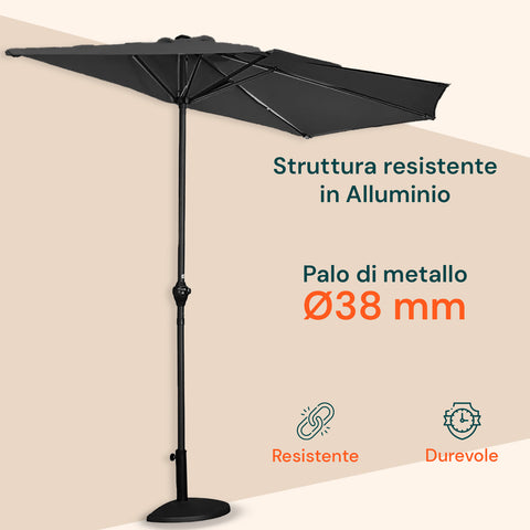 garden friend ombrellone a parete mezzaluna 27m antracite con palo in alluminio ean 8023755068608
