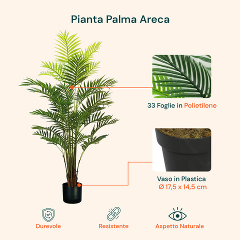 garden friend pianta palma areca in polietilene con 33 foglie e vaso con muschio 160cm ean 8023755056483