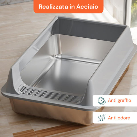 puppy lovers kit lettiera acciaio per gatti completo di coperchio paletta e sacchetto p ean 8054806950238