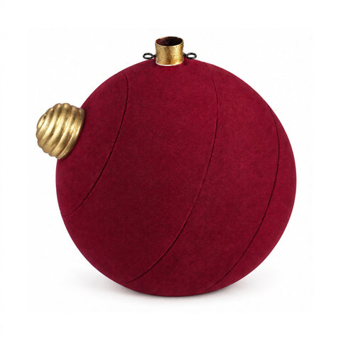 saint joy base albero di natale a forma di palla gigante effetto velluto 41x41x44 cm copribase decorativo con aggancio 4 cm rosso bordeaux verde ean 8056819079616