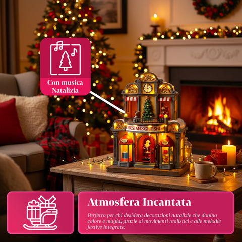 saint joy casa di babbo natale animata luci led musica e movimento ean 8050043127365