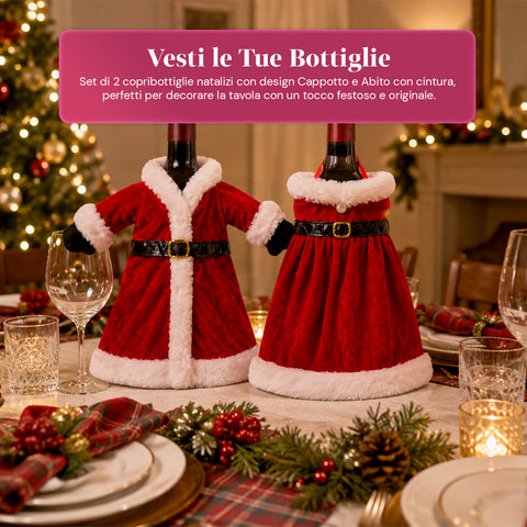 saint joy copri bottiglia natale set 2 pezzi cappotto e abito con cintura ean 8050043128423