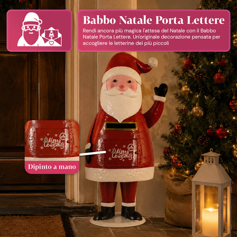 saint joy dear santa statua babbo natale porta lettere in metallo sportello ad apertura manuale altezza 545 cm dimensioni 28x19x545 cm ean 8050043127785