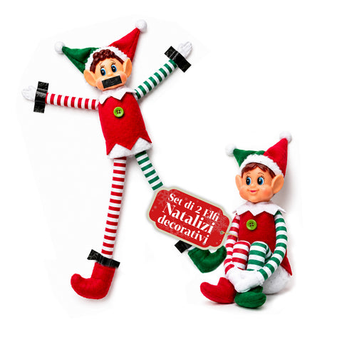 saint joy elfi di natale set 2 pezzi flessibili h40 cm 2 fantasie ean 8050043128430