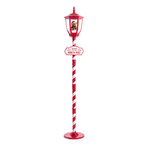 saint joy lampione natalizio rosso 180 cm con neve luce led e musica 2 varianti babbo natale o orsetto effetto palla di vetro addobbo di natale da terra ean 8056819080858