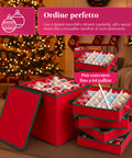 saint joy organizer per 64 palline di natale in tessuto oxford e tnt con coperchio e manici ean 8050043127556