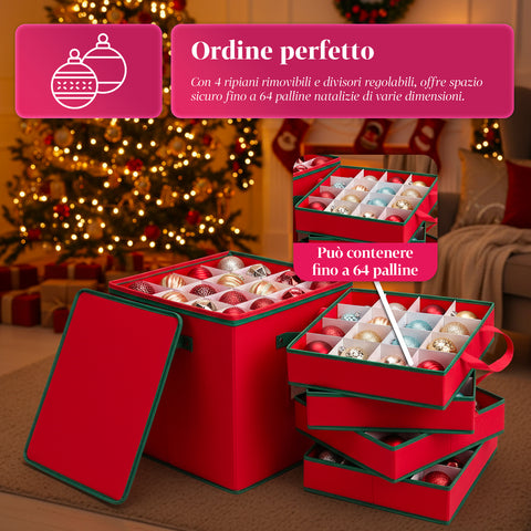 saint joy organizer per 64 palline di natale in tessuto oxford e tnt con coperchio e manici ean 8050043127556