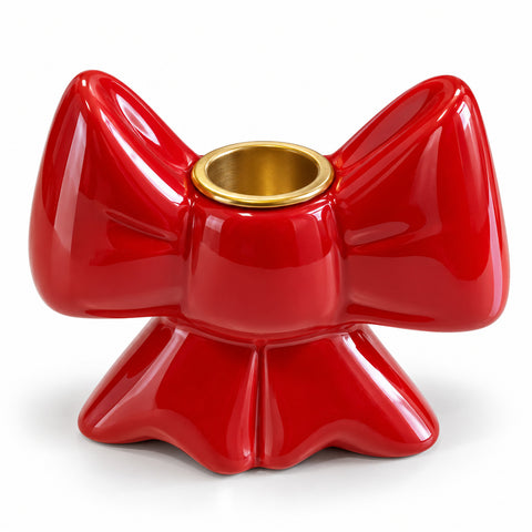 saint joy portacandela natalizio a forma di fiocco in ceramica oro o rosso ean 8056819081664