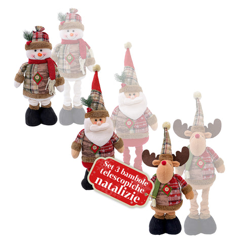 saint joy pupazzi natalizi set 3 con gambe regolabili tema scozzese o inglese ean 8050043128409