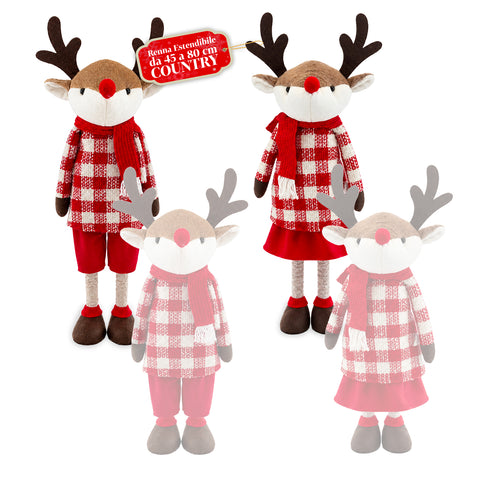 saint joy renna natalizia estendibile 45 80 cm con gambe telescopiche struttura in ferro 2 outfit scandinavo o country ean 8056819079593