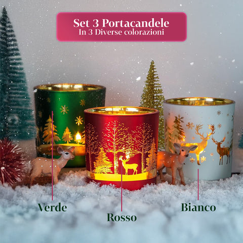 saint joy set di 3 portacandele decorativi in edizione limitata natalizia in vetro ean 8050043127624