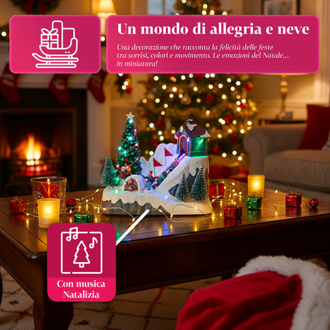 saint joy villaggio di natale animato glimmerpine con luci led musica e pista in movimento ean 8050043127464