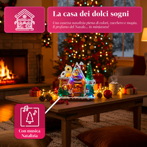 saint joy villaggio di natale animato northlight con luci led musica e albero rotante ean 8050043127457