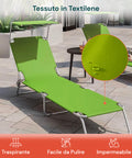 Lettino con tessuto in textilene traspirante, facile da pulire e impermeabile, materiale poliestere resistente agli agenti atmosferici