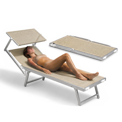 zendea lettino prendisole pieghevole in alluminio e textilene con tettuccio parasole 360 schienale reclinabile e portata 150kg ean 8056819032680
