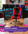nexor sedia gaming ergonomica con luci rgb e cuscino lombare massaggiante poltrona ufficio reclinabile con telecomando ean 8056819078855