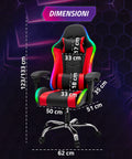 nexor sedia gaming ergonomica con luci rgb e cuscino lombare massaggiante poltrona ufficio reclinabile con telecomando ean 8056819078855