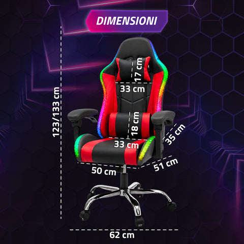 nexor sedia gaming ergonomica con luci rgb e cuscino lombare massaggiante poltrona ufficio reclinabile con telecomando ean 8056819078855
