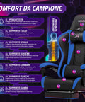 nexor sedia gaming reclinabile con poggiapiedi estraibile cuscino lombare e poggiatesta ean 8052879011771