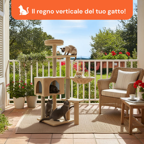 puppy lovers tiragraffi per gatti 120 cm con cuccia e amaca multilivello varie colorazioni ean 8054806950542